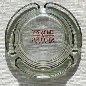 Vintage Round Glass Embassy Suites Ash Tray